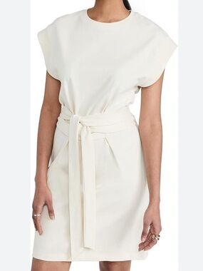 Vince Women's Short Sleeve Tie
Waist Dress neutral ivory Peruvian Cotton M